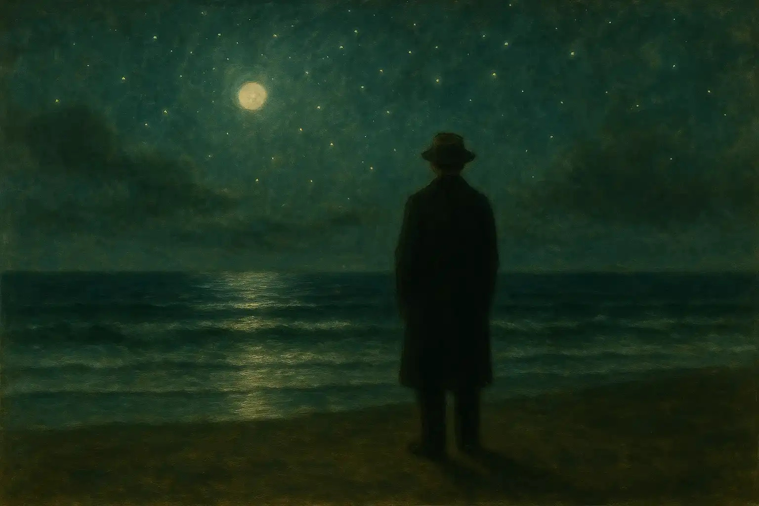 on the beach at night alone